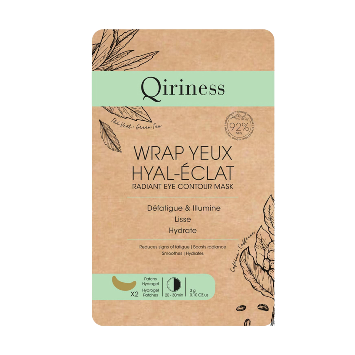 Гідрогелеві омолоджуючі патчі для шкіри навколо очей Qiriness Radiant Eye Contour Mask, 3 г